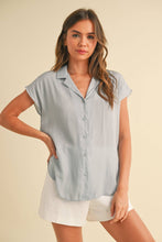 Load image into Gallery viewer, MIOU MUSE - MMT1194   BUTTON DOWN CAP SLEEVE SHIRTS
