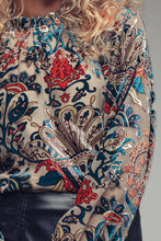 Load image into Gallery viewer, Urban Daizy - Burnout Velvet Smocked Mock Neck Blouse
