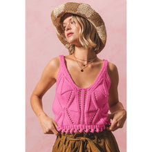Load image into Gallery viewer, OPEN KNIT CROP TANK TOP WITH SCALLOP HEM: OATMEAL / S
