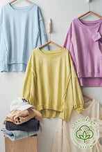 Load image into Gallery viewer, ORGANIC PIGMENT WASHED SWEATSHIRT TOP: CHARCOAL / S-2/M-2/L-2
