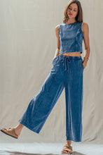Load image into Gallery viewer, Urban Daizy - Mineral Wash Cotton Crop Tank &amp; Wide Leg Pant Set
