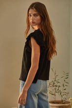 Load image into Gallery viewer, By Together - L6502 | Woven Cotton Linen Button V-Neck Short Sleeve Top
