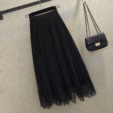 Load image into Gallery viewer, UZ Wholesale Store - Lace Patchwork Pleated Velvet Midi Skirt
