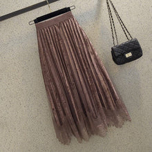 Load image into Gallery viewer, UZ Wholesale Store - Lace Patchwork Pleated Velvet Midi Skirt
