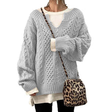Load image into Gallery viewer, EmberLoom - Women Cable Knit Sweater Casual Ribbed Pattern Knit Top
