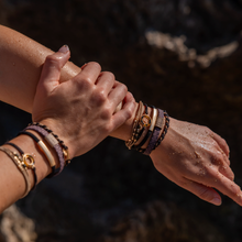 Load image into Gallery viewer, K'lani hair tie bracelets - "Ember" Tortoise Shell Ring Charm with gold, browns and neutrals.
