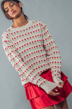 Load image into Gallery viewer, ROSE PRINT PULLOVER RIB KNIT SWEATER : WHITE RED / S/M-3:M/L-3
