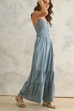 Load image into Gallery viewer, MIOU MUSE - JU4208   TIERED BOTTOM DETAIL CHAMBRAY JUMPSUIT

