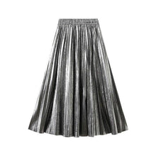 Load image into Gallery viewer, UZ Wholesale Store - Metallic Pleated A-Line Skirt with Elastic Waist in Solid Color
