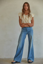 Load image into Gallery viewer, By Together - L6502 | Woven Cotton Linen Button V-Neck Short Sleeve Top
