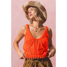 Load image into Gallery viewer, OPEN KNIT CROP TANK TOP WITH SCALLOP HEM: OATMEAL / L
