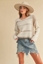 Load image into Gallery viewer, Mona Knit Stripe Pullover Sweater: White/Oat / M / Knit
