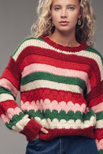 Load image into Gallery viewer, Urban Daizy - Chunky Holiday Stripe Sweater – Bold Multicolor Knit
