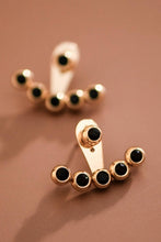 Load image into Gallery viewer, Mia Accessories - 18K Gold Plated Stainless Steel Black Crystal Ear Jacket Studs – 7987
