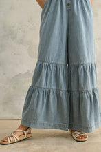 Load image into Gallery viewer, MIOU MUSE - JU4208   TIERED BOTTOM DETAIL CHAMBRAY JUMPSUIT
