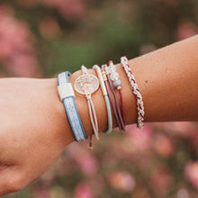Load image into Gallery viewer, K'lani hair tie bracelets - "Bloom" Maroon &amp; Pink with Pressed Flowers Hair Tie Bracelets
