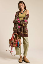 Load image into Gallery viewer, Mimosa - Retro Floral Print Fuzzy Knit Cardigan
