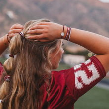 Load image into Gallery viewer, K'lani hair tie bracelets - "Game Day" Maroon &amp; Gray Hair Tie Bracelets
