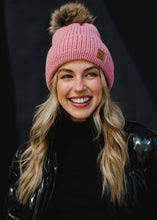 Load image into Gallery viewer, Pink Cable Knit Pom Hat
