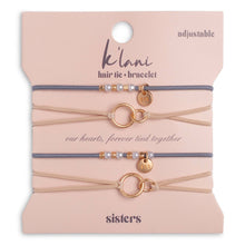 Load image into Gallery viewer, K'lani hair tie bracelets - "Sisters" Gold &amp; Pearl Shareable Hair Tie Bracelet Set
