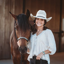Load image into Gallery viewer, K'lani hair tie bracelets - "Stride" Turquoise with Gold Cowboy Boot Hair Tie Bracelets
