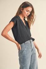 Load image into Gallery viewer, MIOU MUSE - MMT1194   BUTTON DOWN CAP SLEEVE SHIRTS
