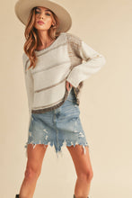 Load image into Gallery viewer, Mona Knit Stripe Pullover Sweater: White/Oat / M / Knit
