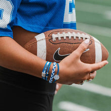 Load image into Gallery viewer, K'lani hair tie bracelets - "Game Day" Blue &amp; White Hair Tie Bracelets
