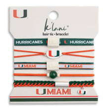 Load image into Gallery viewer, K'lani hair tie bracelets - University of Miami Game Day Hair Tie Bracelets
