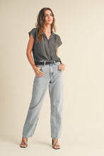 Load image into Gallery viewer, MIOU MUSE - MMT1194   BUTTON DOWN CAP SLEEVE SHIRTS
