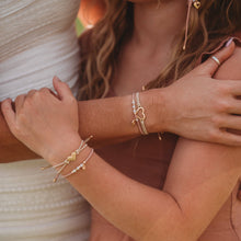 Load image into Gallery viewer, K'lani hair tie bracelets - "Mother / Daughter" Pink with Pearls &amp; Gold Hearts Shareable Hair Tie Bracelets
