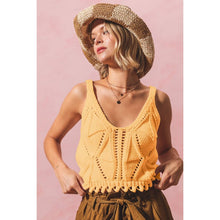 Load image into Gallery viewer, OPEN KNIT CROP TANK TOP WITH SCALLOP HEM: OATMEAL / S
