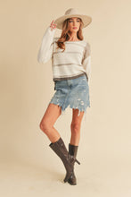 Load image into Gallery viewer, Mona Knit Stripe Pullover Sweater: White/Oat / M / Knit
