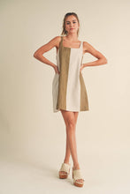 Load image into Gallery viewer, MIOU MUSE - D3367   COLOR BLOCK LINEN MINI DRESS
