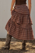 Load image into Gallery viewer, Urban Daizy - Plaid Tiered Ruffle Cotton Maxi Skirt
