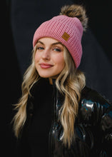 Load image into Gallery viewer, Pink Cable Knit Pom Hat
