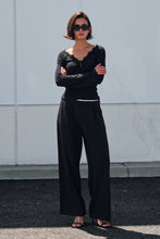 Load image into Gallery viewer, Urban Daizy - Lace Trim Ribbed Knit Henley Top
