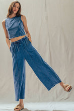 Load image into Gallery viewer, Urban Daizy - Mineral Wash Cotton Crop Tank &amp; Wide Leg Pant Set
