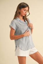 Load image into Gallery viewer, MIOU MUSE - MMT1194   BUTTON DOWN CAP SLEEVE SHIRTS
