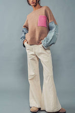 Load image into Gallery viewer, Denim Sleeve Color Blocked Sweater : IVORY / S/M-3:M/L-3
