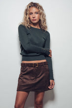 Load image into Gallery viewer, Urban Daizy - Polished Button Cuff Slim Knit Top
