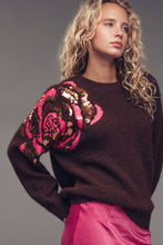 Load image into Gallery viewer, Urban Daizy - Sequin Floral Fuzzy Knit Sweater
