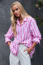 Load image into Gallery viewer, Urban Daizy - Oversized Stripe Button Down Collared Shirt
