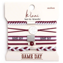 Load image into Gallery viewer, K'lani hair tie bracelets - "Game Day" Maroon &amp; Gray Hair Tie Bracelets
