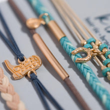 Load image into Gallery viewer, K'lani hair tie bracelets - "Stride" Turquoise with Gold Cowboy Boot Hair Tie Bracelets
