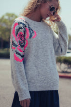 Load image into Gallery viewer, Urban Daizy - Sequin Floral Fuzzy Knit Sweater
