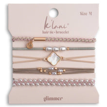 Load image into Gallery viewer, K'lani hair tie bracelets - "Glimmer" Soft Pinks with Pearl &amp; Gold Accent Hair Tie Bracelets

