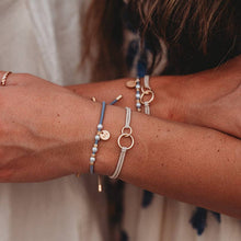 Load image into Gallery viewer, K'lani hair tie bracelets - "Sisters" Gold &amp; Pearl Shareable Hair Tie Bracelet Set
