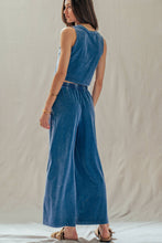 Load image into Gallery viewer, Urban Daizy - Mineral Wash Cotton Crop Tank &amp; Wide Leg Pant Set

