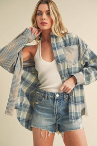 8376EN Kambrie Plaid Shirt: Blue Multi / Contemporary / L